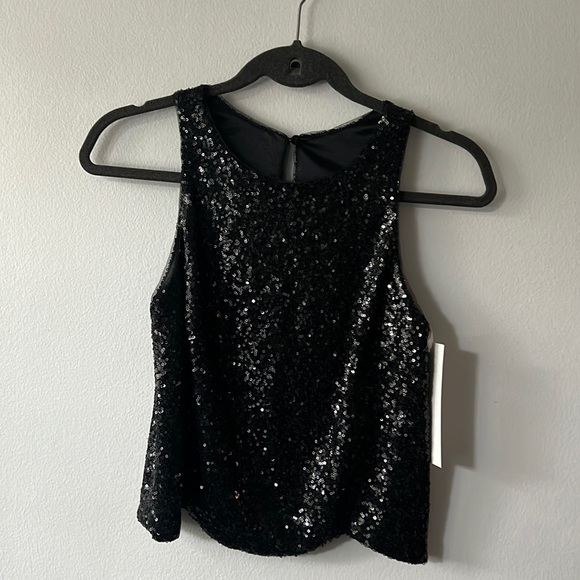 Black Sequin Crop Top - Picture 1 of 3